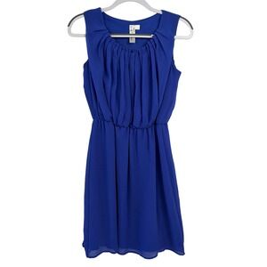 Emma & Michele Dress 6 Royal Blue Pleated Chiffon Sleeveless Fit Flare 29480